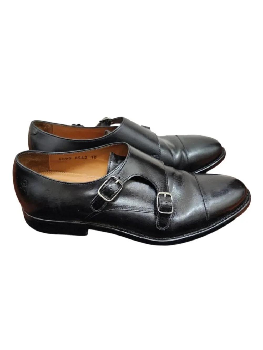 Armin Oehler Men’s Black Leather Double Monk Strap Cap Toe Dress Shoes US 10